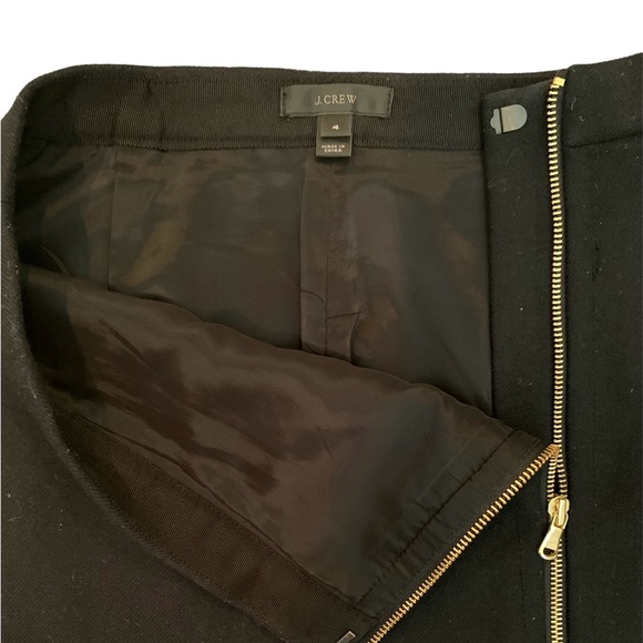 J. Crew Black Wool Pencil Skirt with Asymmetrical Zipper Size 4 - Picture 3 of 4